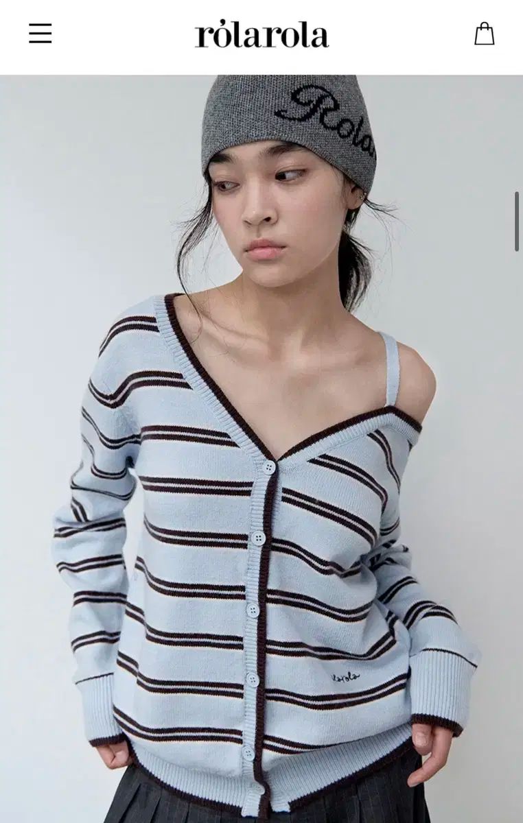 ROLAROLA ストライプ オフショルダー カーディガン
