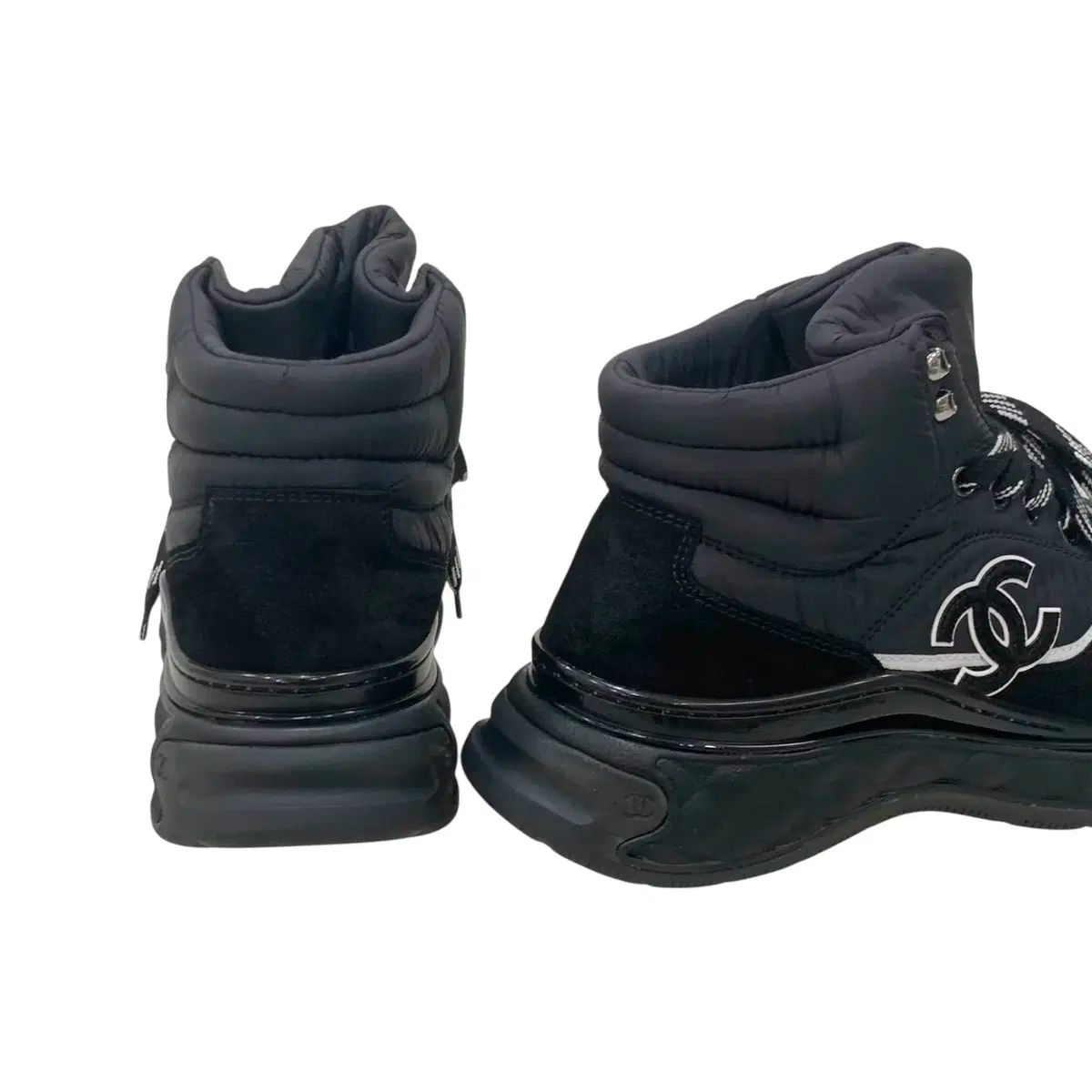 シャネル ファブリック スウェード ダウン スニーカー ショートブーツ