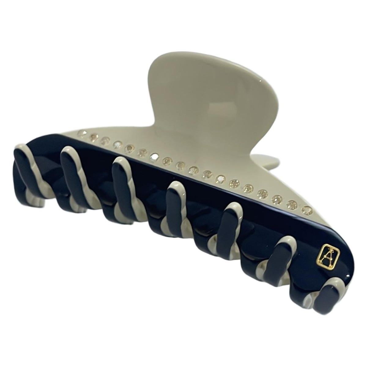 ALEXANDRE de PARIS アレクサンドル ドゥ パリ - 黒×アイボリー×ゴールド ヘアクリップ ラインストーン