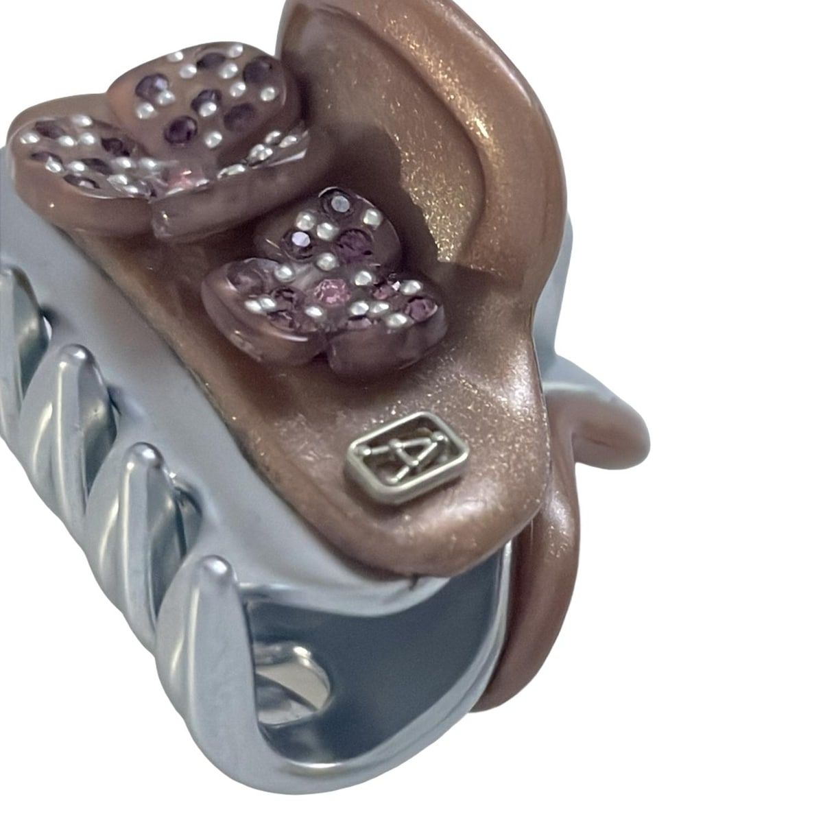 アレクサンドルドゥパリ 花飾り付きピンクヘアクリップ アレクサンドルドゥパリ 花飾り付きピンクヘアクリップ