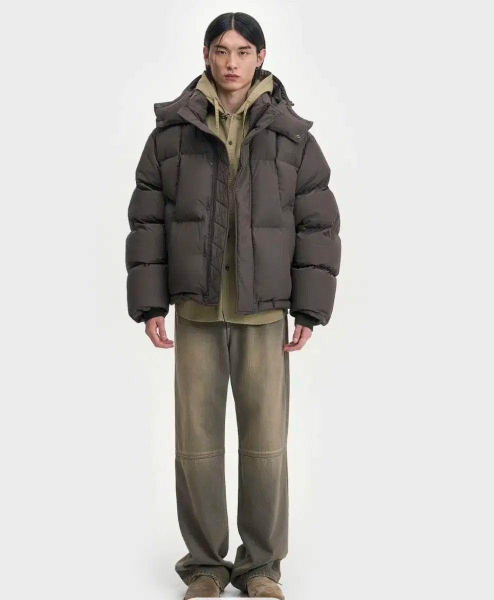 ベルリエ クロスLINE グース ダウン パディング ディープブラウン 100