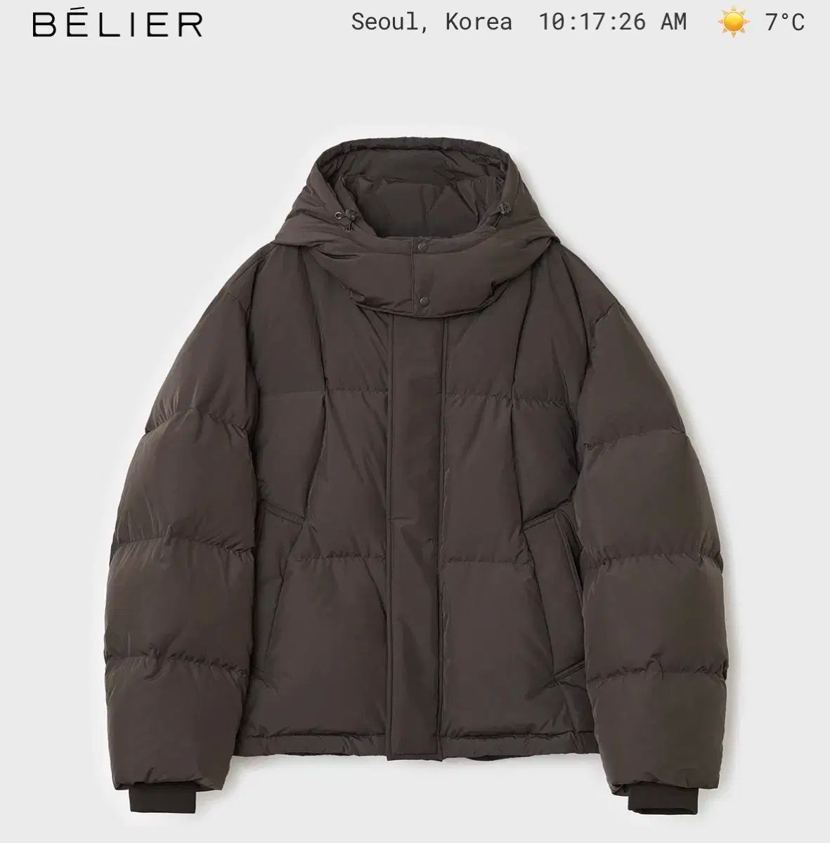 ベルリエ クロスLINE グース ダウン パディング ディープブラウン 100