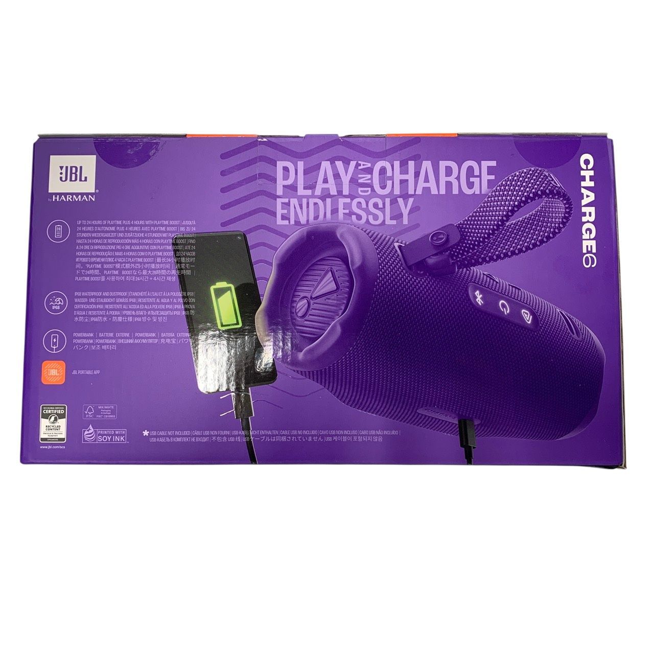 3439 JBL ジェービーエル Charge 6 ポータブルBluetoothスピーカー 防水対応 サンド JBLCHARGE6 パープル