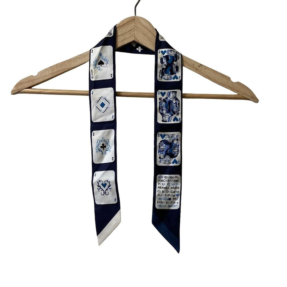 HERMES エルメス スカーフ ツイリー ネイビー×白×マルチ リボンスカーフ