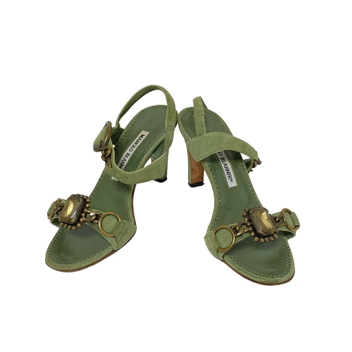 MANOLO BLAHNIK マノロブラニク サンダル 341 2 レディース - グリーン ビジュー