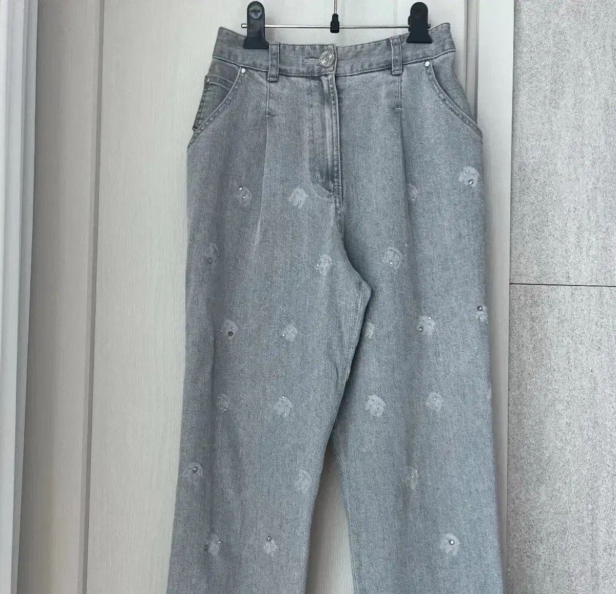 The HANDSOME TIME ロゴ テーパード デニムパンツ 44- キュービック グレーデニム