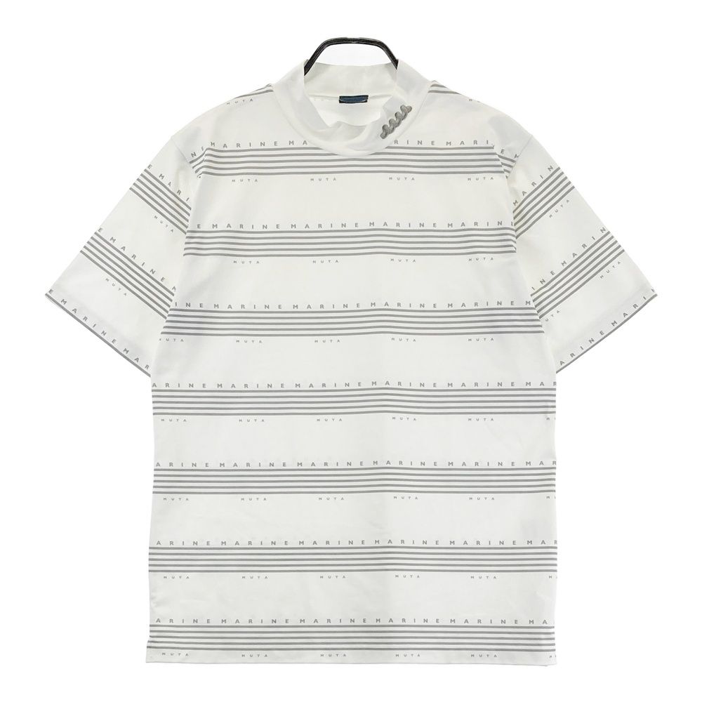サイズ 7 MUTA MARINE ムータマリン ハイネック 半袖Tシャツ ボーダー柄 ホワイト系 240101529689 ゴルフウェア メンズ ストスト