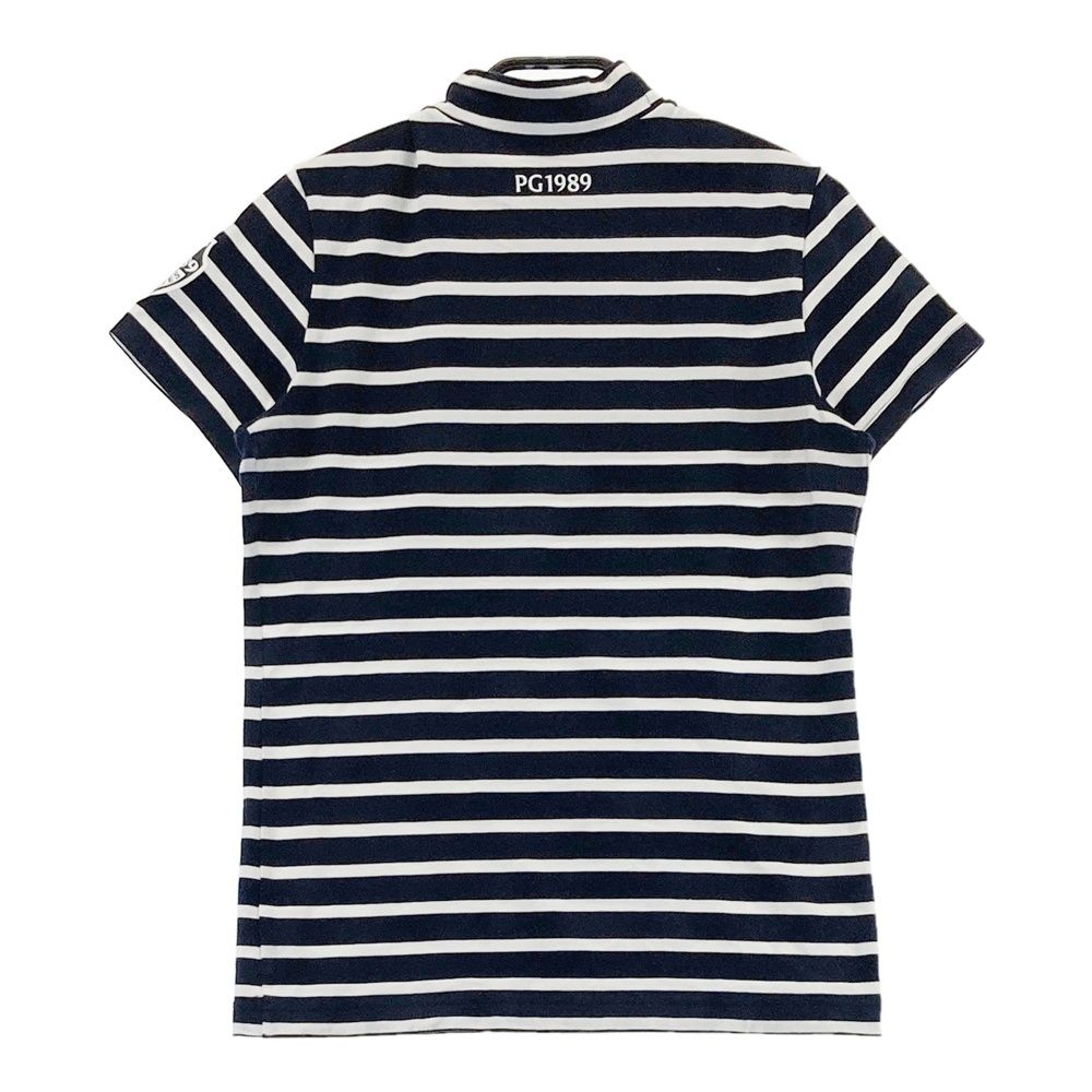 サイズ 1 PEARLY GATES パーリーゲイツ ハイネック 半袖Tシャツ ボーダー柄 ネイビー系 240101532597 ゴルフウェア レディース ストスト