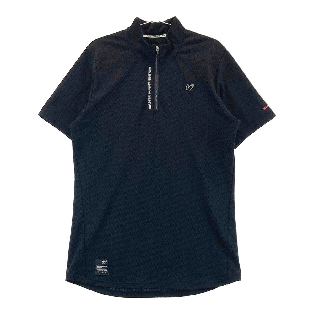 サイズ 6 MASTER BUNNY EDITION マスターバニーエディション ハーフジップ 半袖Tシャツ サッカー ブラック系 ゴルフウェア メンズ ストスト