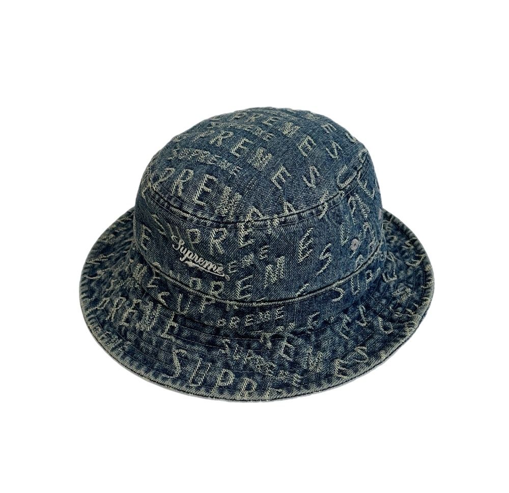シュプリーム SUPREME 21SS Warp Jacquard Logos Denim Crusher ワープジャカードロゴ デニムクラッシャー バケットハット 帽子 メンズ帽子 ハット ブルー 101hat-183