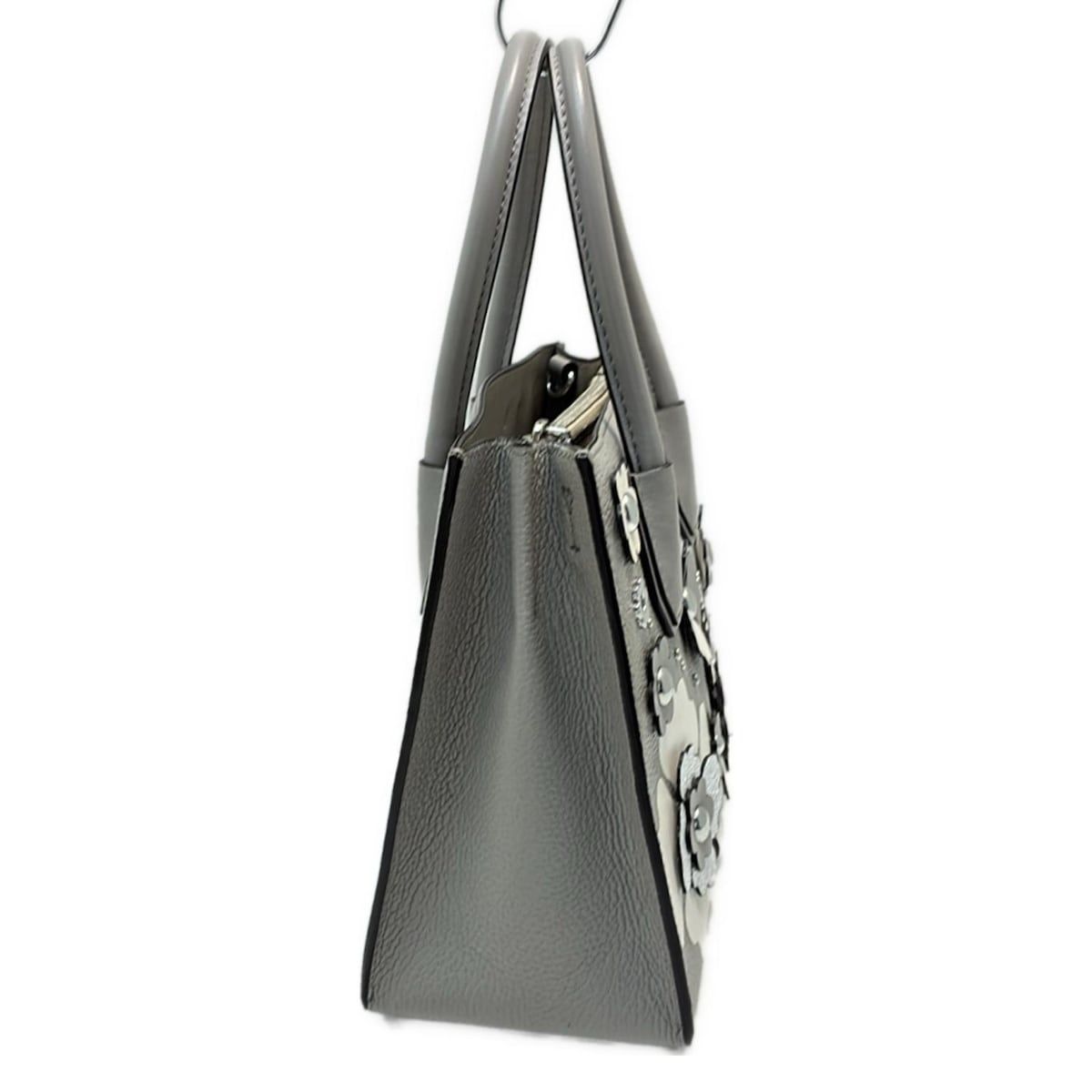 MICHAEL KORS マイケルコース トートバッグ - グレー×シルバー フラワー 花 レザー