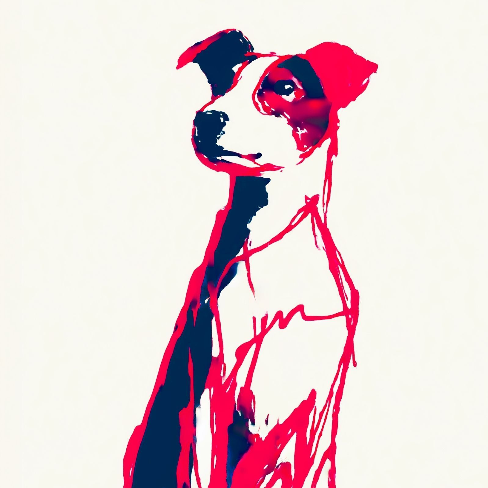 名入れOK Red Line - ジャックラッセルテリア犬 No.1 アートポスター ペットロス 北欧モダン ミニマルインテリア カフェスタイル