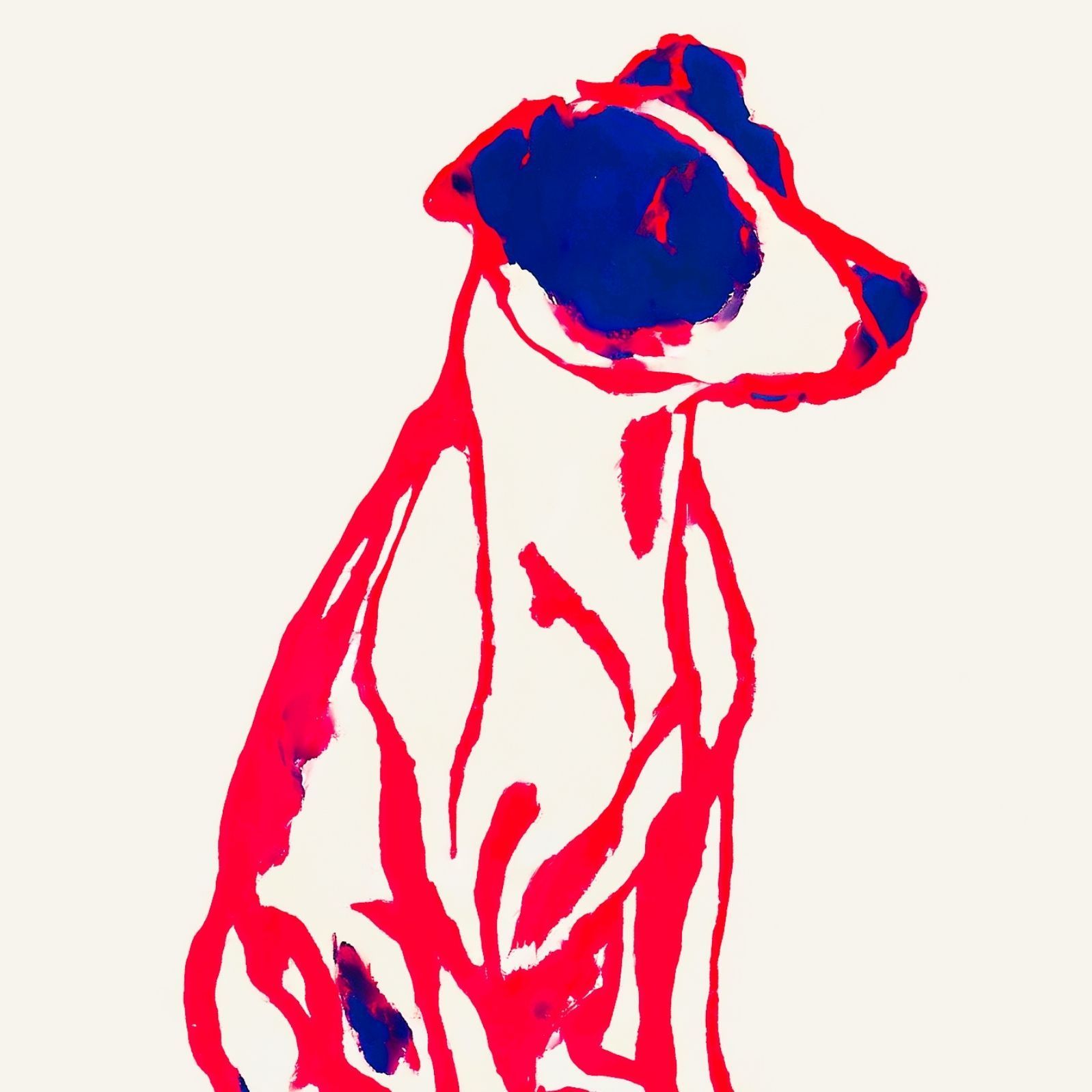 名入れOK Red Line - ジャックラッセルテリア犬 No.2 アートポスター ペットロス 北欧モダン ミニマルインテリア カフェスタイル