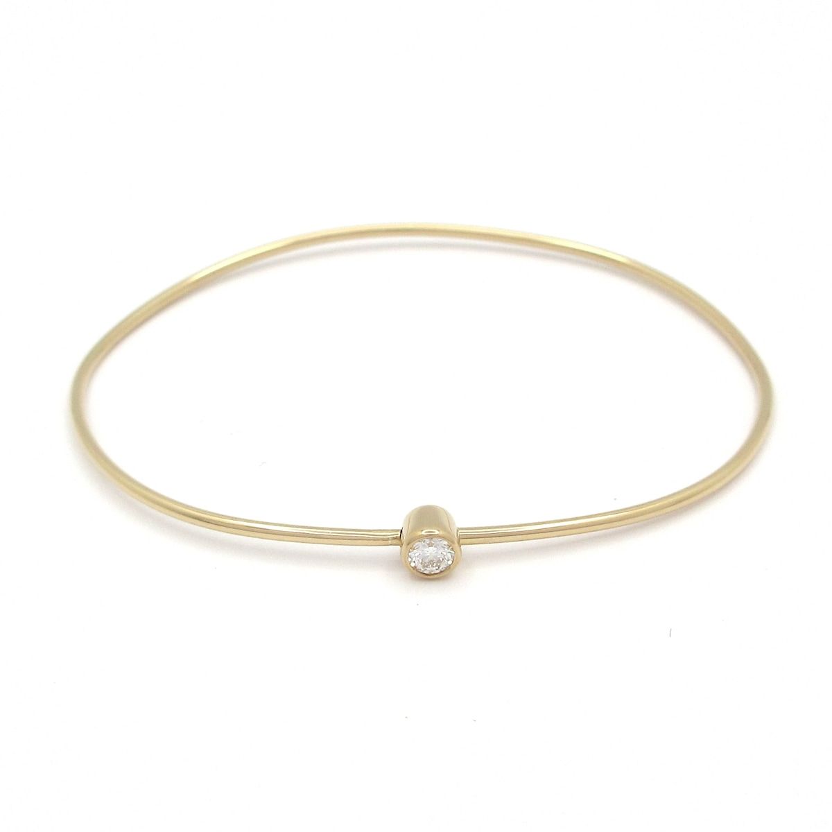 SHIHARA シハラ バングル ワンストーンフープブレスレット K18YG×ダイヤモンド 1Pダイヤ ダイヤ0.10カラット Sサイズ