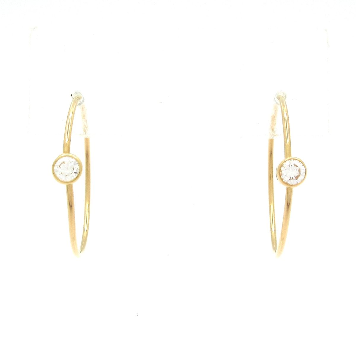 SHIHARA シハラ ピアス ワンストーンフープピアス 03 K18YG×ダイヤモンド 総2Pダイヤ 片側1Pダイヤ ダイヤ総0.20カラット