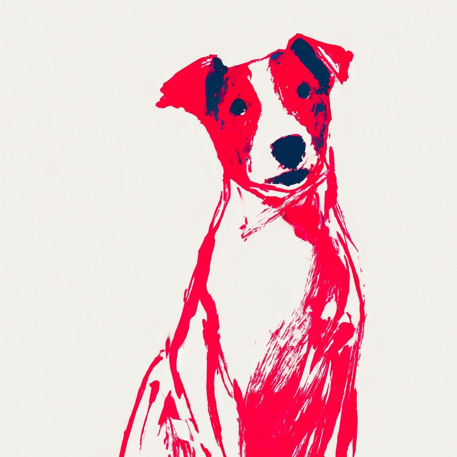 名入れOK Red Line - ジャックラッセルテリア犬 No.3 アートポスター ペットロス 北欧モダン ミニマルインテリア カフェスタイル