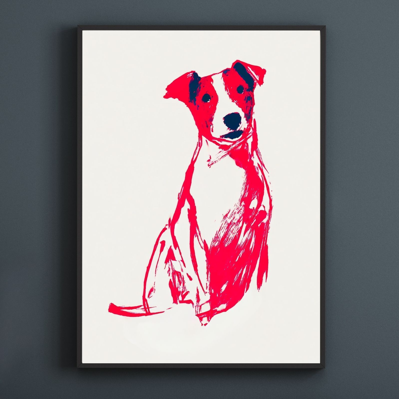 名入れOK Red Line - ジャックラッセルテリア犬 No.3 アートポスター ペットロス 北欧モダン ミニマルインテリア カフェスタイル