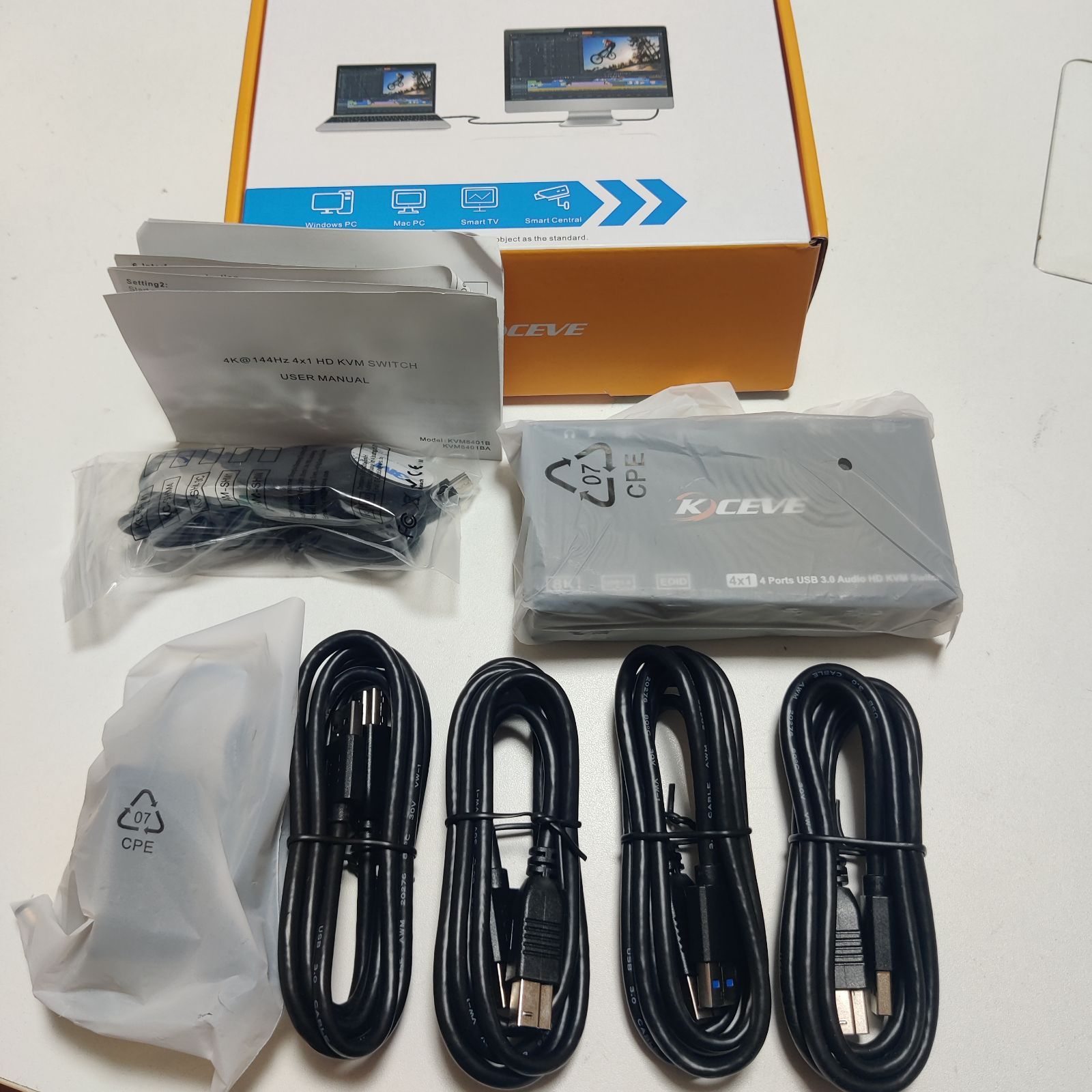 KVM スイッチ 4 台のコンピューター 8K 60Hz 4K 120Hz シミュレーション EDID 4 台のコンピューター用 USB3.0 KVM スイッチ 1 台のモニターを共有 キーボード マウス ヘッドセットを共有