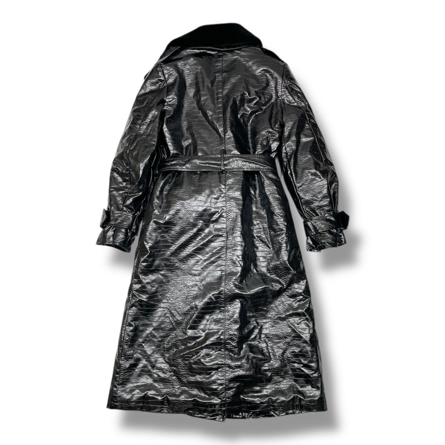 SILVIAN HEACH シルビアンヒーチ フェイクレザーコート トレンチコート クロコダイル ファー PGA21272TR 黒 ブラック XSサイズ レディース 秋 冬 ゴーゴー古着マルイファミリー溝口店 13 No.130 GULLKHAN_COM