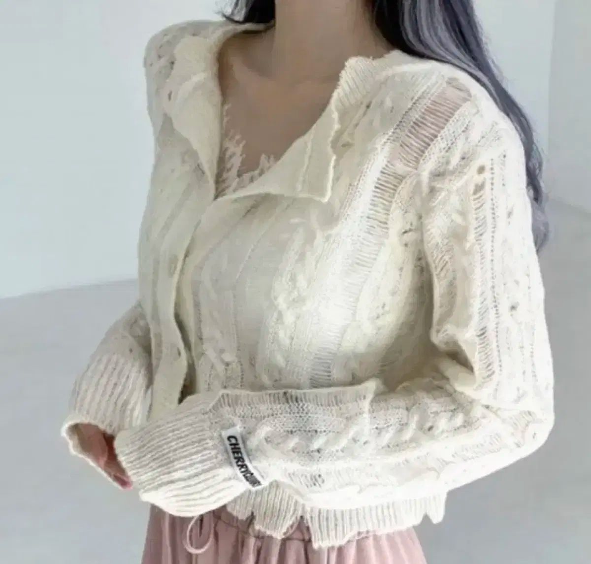 チェリークィリー ツーウェイ カーディガン パープル