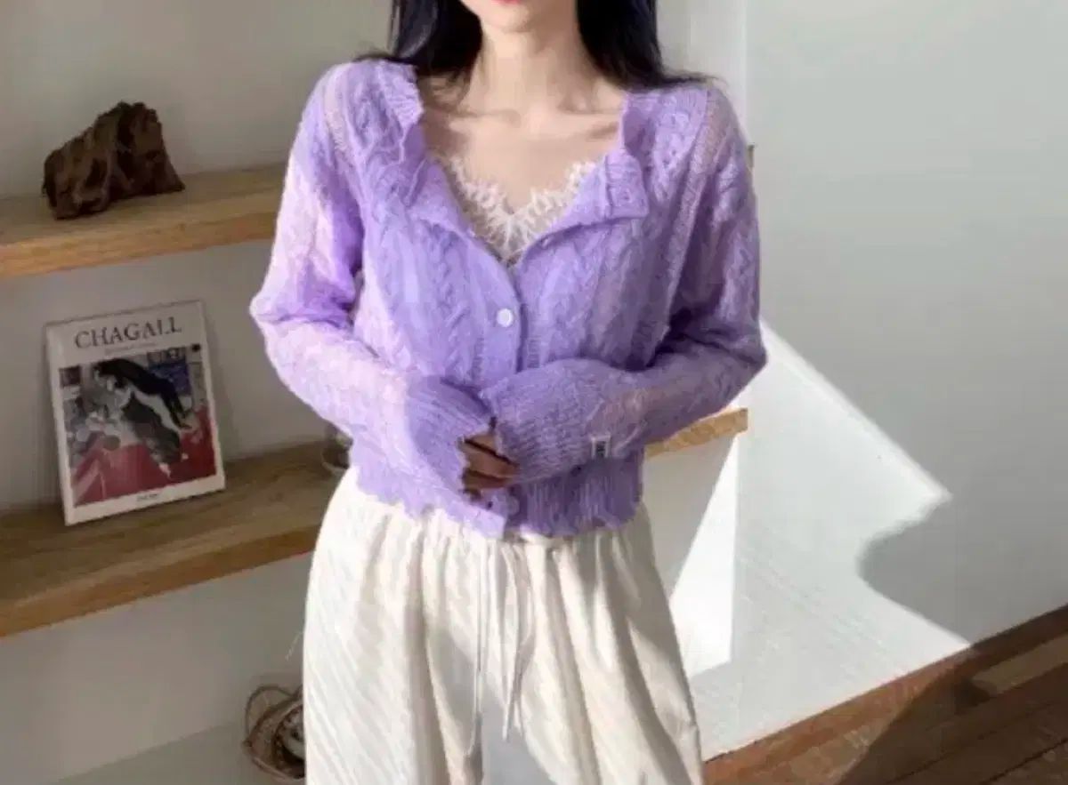 チェリークィリー ツーウェイ カーディガン パープル