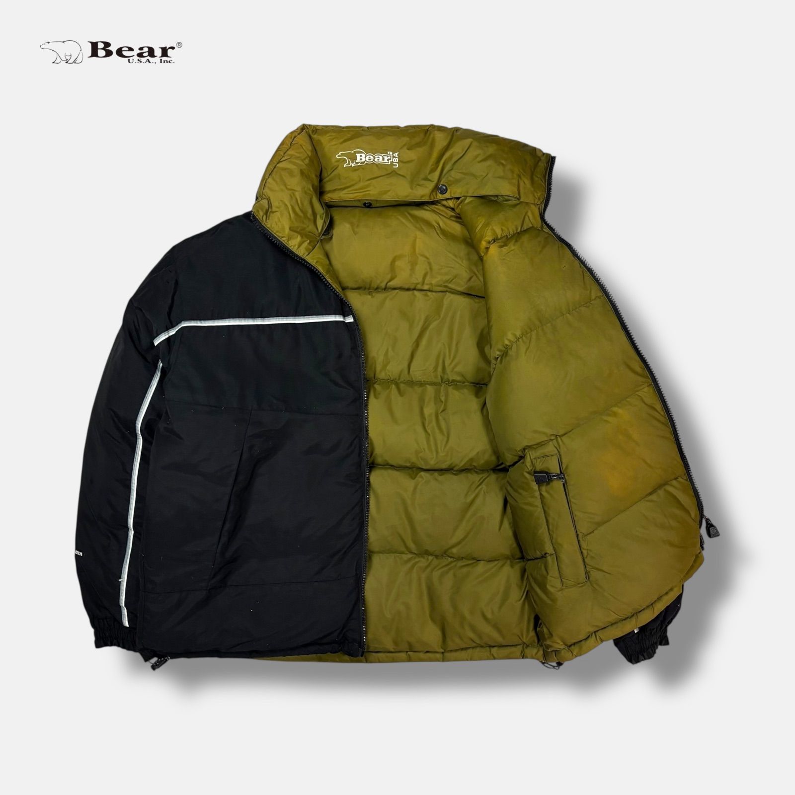 90s Bear reversible down jacket ブラック×ブラウン系 M