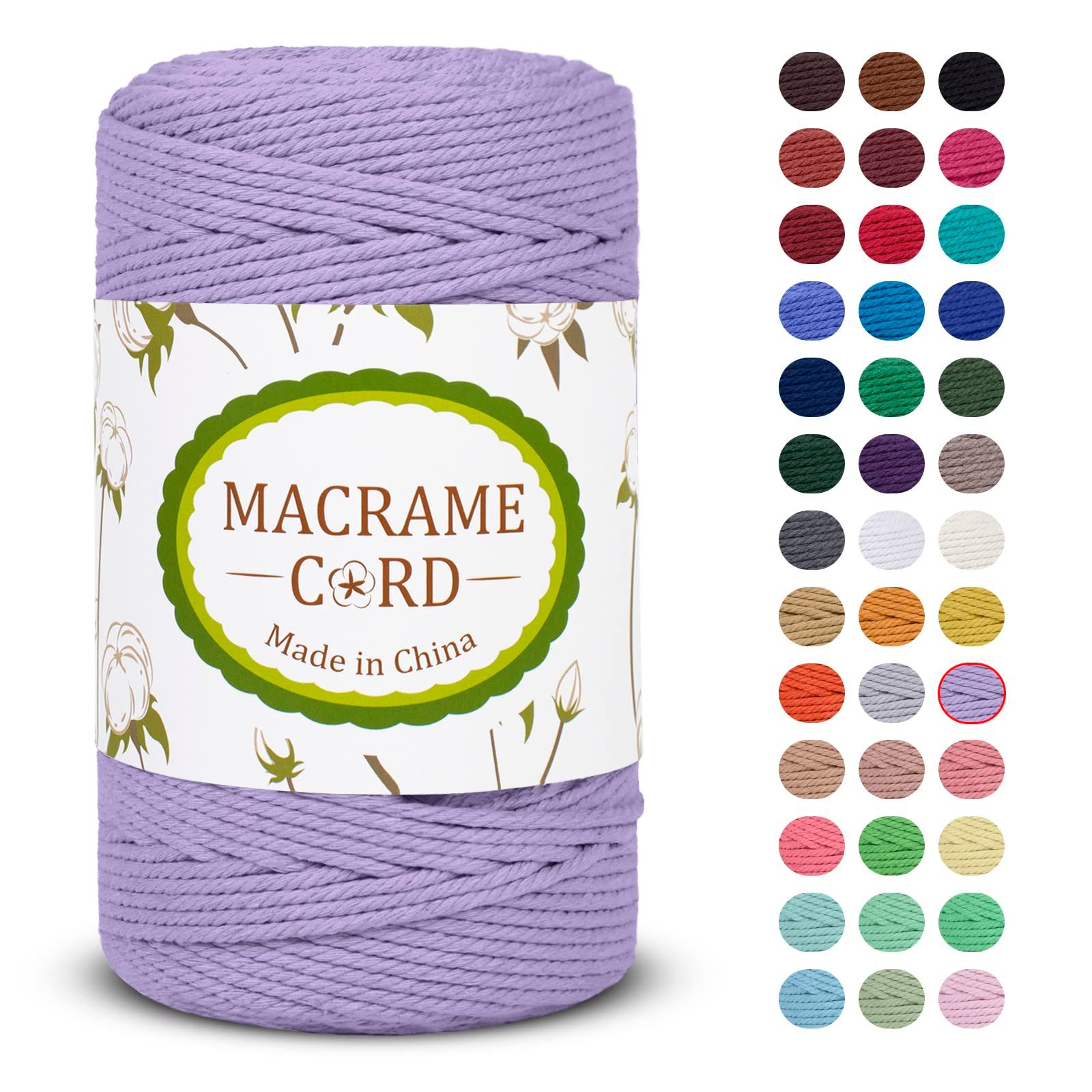 新品 LEREATI マクラメロープ 3mm x 200m タコ糸マクラメ糸 綿ロープ 縄 マクラメ 糸 yarn マクラメ 紐 綿糸 太毛糸 DIY 手編みロープ 壁掛 け 鉢植え装飾 編み物 工芸品 (パープル)