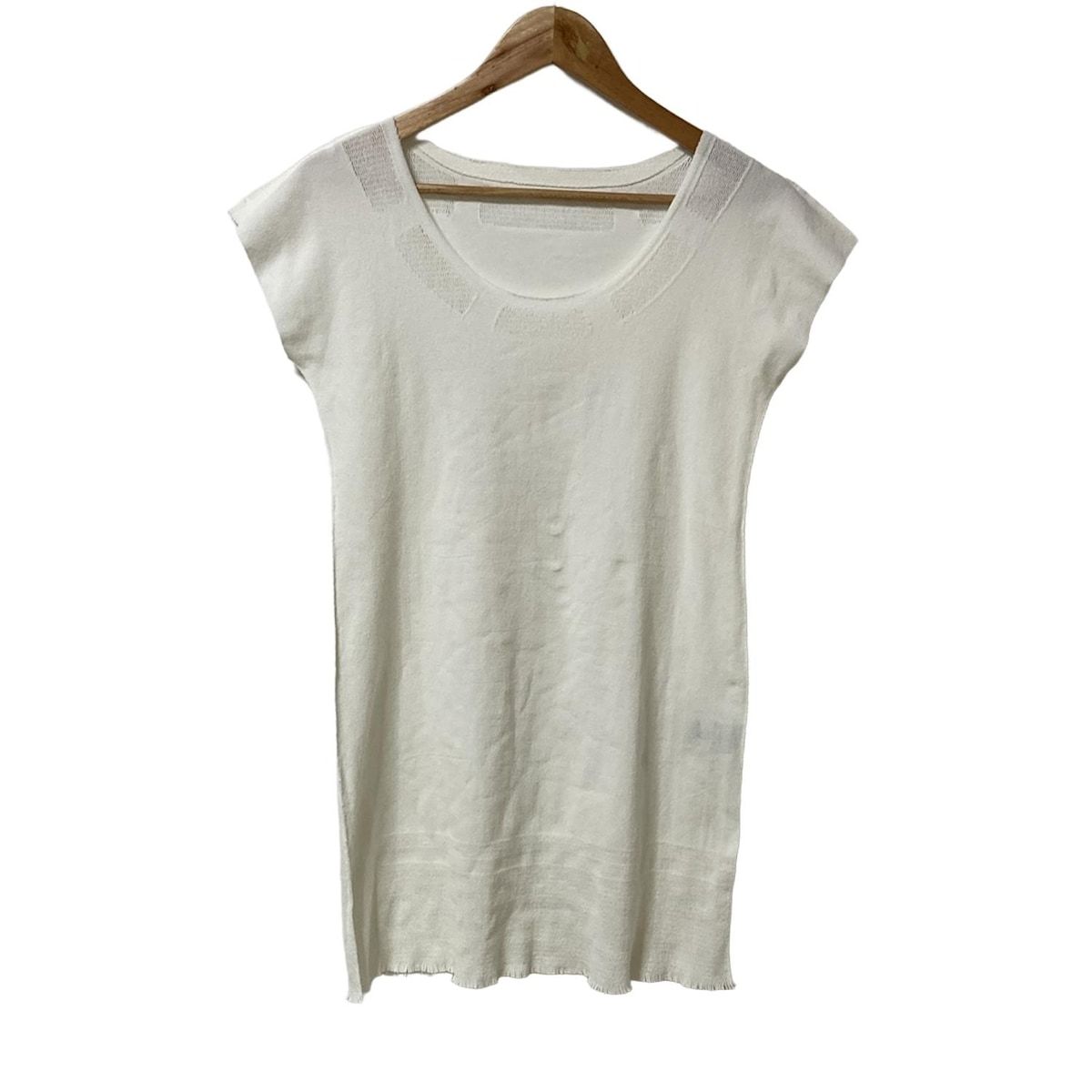 ISSEYMIYAKE イッセイミヤケ ワンピース サイズ2 M レディース - 白 クルーネック 半袖 ミニ A.POC INSIDE