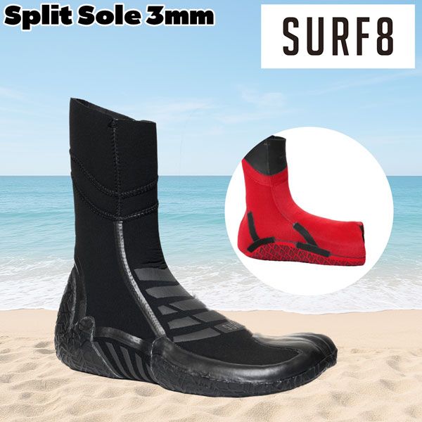 サーフエイト ブーツ 25-26 SURF8 3mm スプリットソール 中割れ BLACK