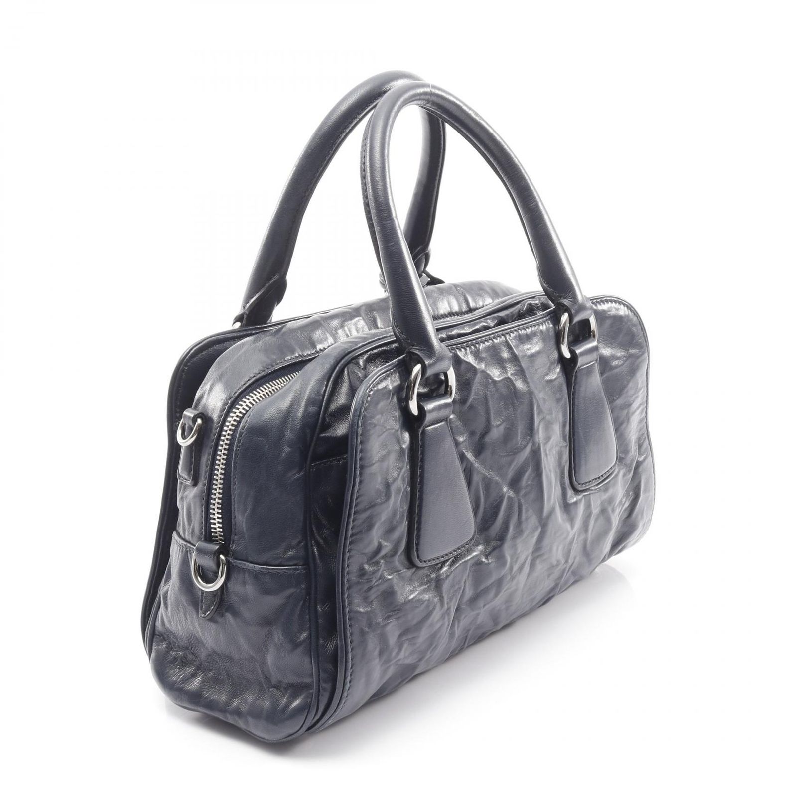 プラダ PRADA ハンドバッグ NAPPA ANTIQUE ネイビー レザー 2wayハンドバッグ レディース Used B