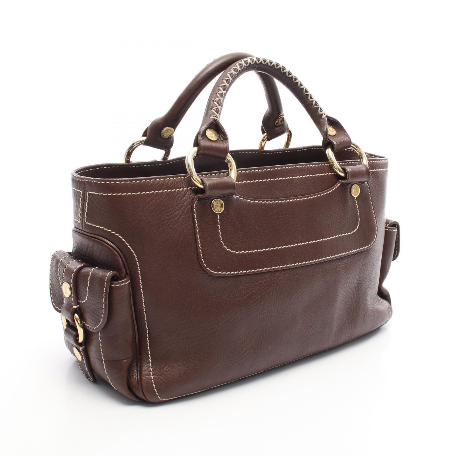 セリーヌ CELINE ハンドバッグ ブギーバッグ ブラウン レザー ブギーバッグ レディース Used B