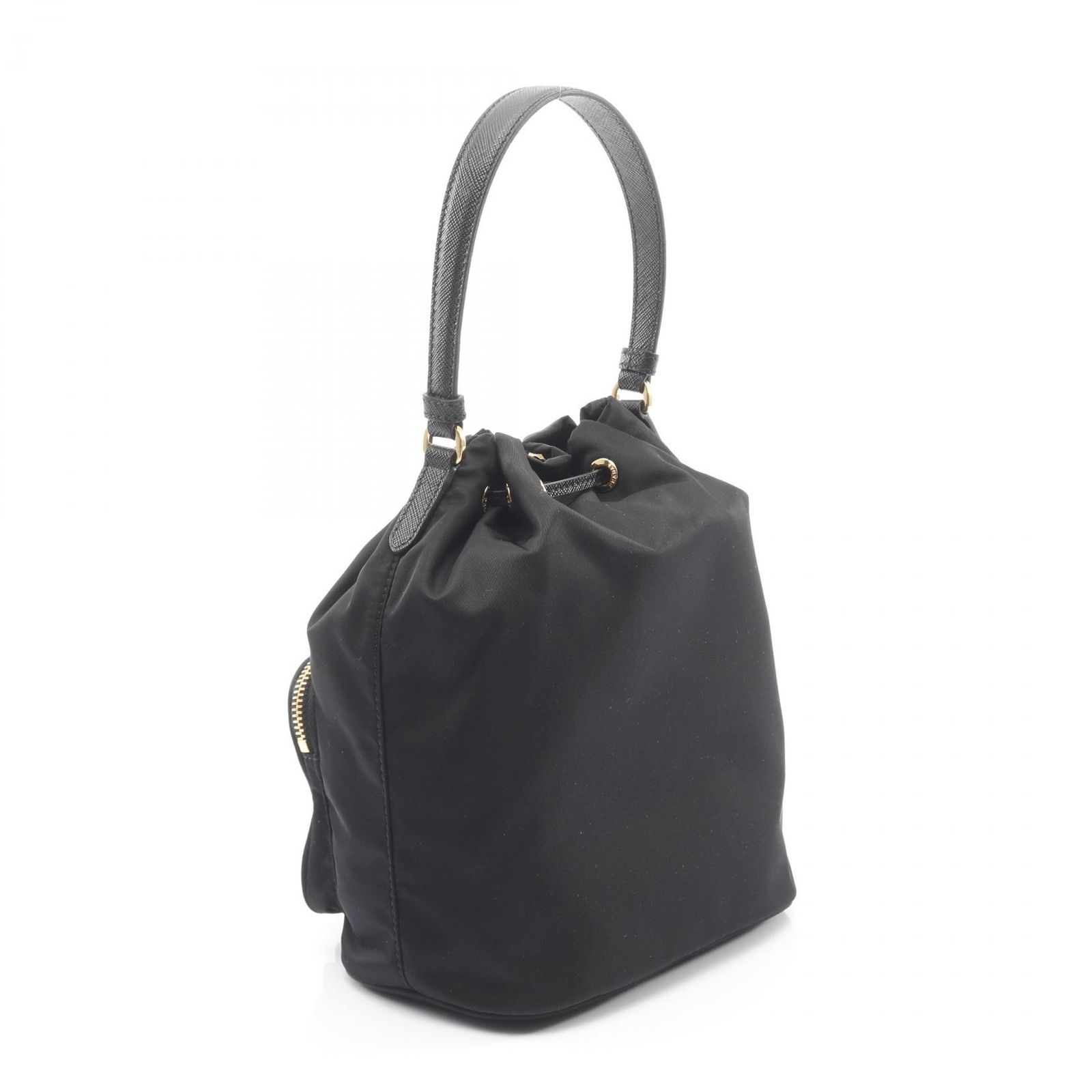 プラダ PRADA ハンドバッグ デュエット Re-Nylon バケットバッグ VELA 1BH038RV44F0002 ブラック ナイロン サフィアーノレザー 2wayショルダー レディース