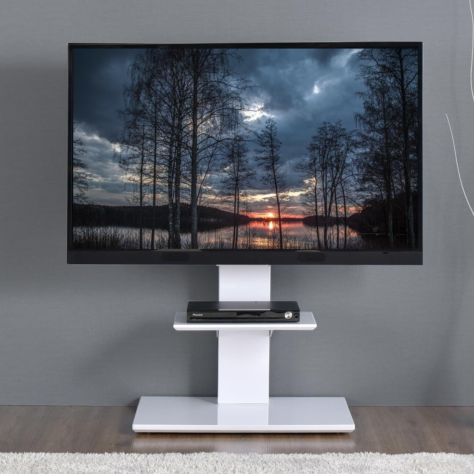 タンスのゲン テレビスタンド リニューアル 震度7試験クリア 耐震 32～77インチ対応 壁寄せ スタンド ハイタイプ 高さ調節 棚板セット ワイヤー付 テレビ台 100675