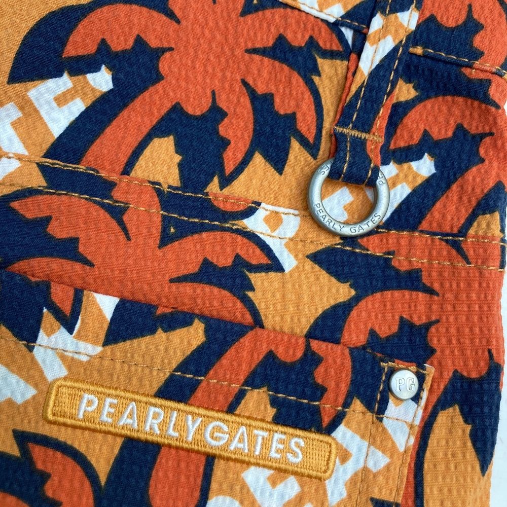 サイズ 5 PEARLY GATES パーリーゲイツ 053-1232605 ハーフパンツ シアサッカー ヤシの木総柄 オレンジ系 240101475256 ゴルフウェア メンズ ストスト LLC-HASEGAWATOSO_COM
