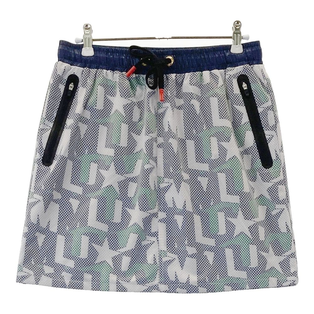 サイズ 40 MARK-LONA マークアンドロナ メッシュ ストレッチスカート 総柄 ネイビー系 ゴルフウェア レディース ストスト