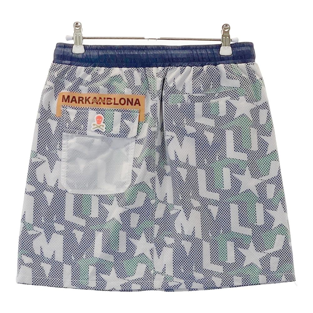 サイズ 40 MARK-LONA マークアンドロナ メッシュ ストレッチスカート 総柄 ネイビー系 240101484181 ゴルフウェア レディース ストスト