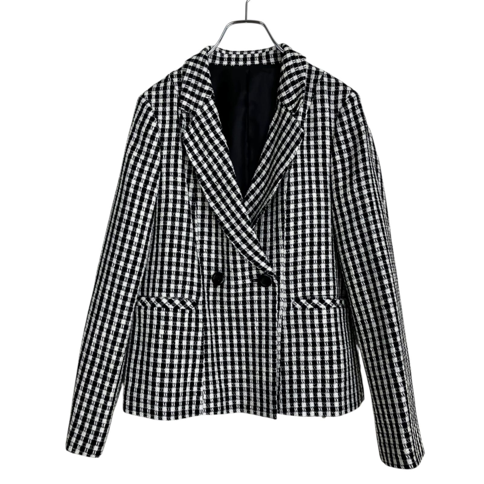 Sheller ギンガムチェック ダブルブレストテーラードジャケット ブラック 黒 シェリエ チェック柄