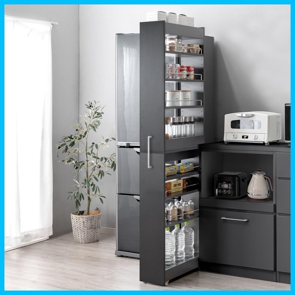 幅20㎝ キッチン収納 すき間収納 収納棚 隙間収納 キャスター付 省スペース ハイタイプ 脱衣所 タンスのゲン 棚 防水 49600205 95189