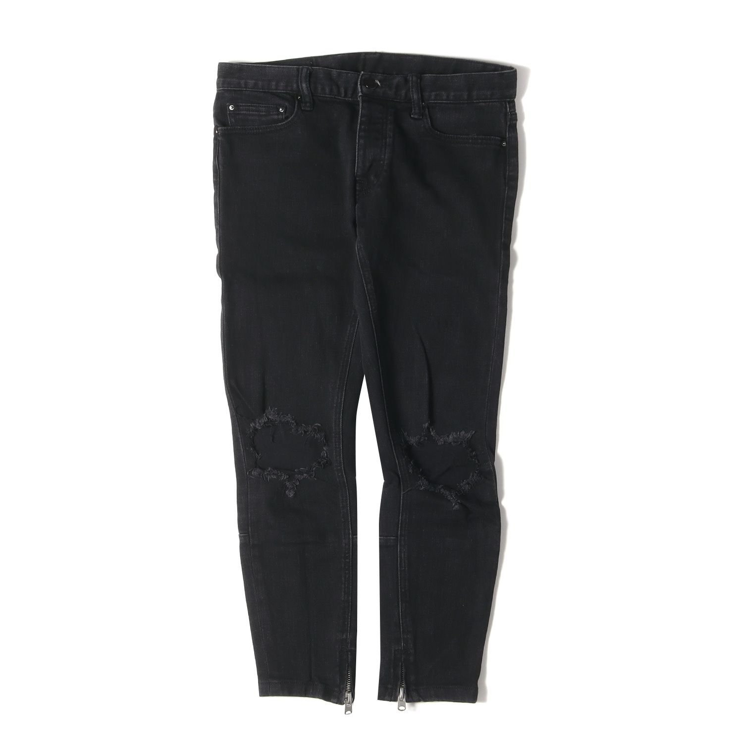 Stretch denim ダメージスキニー ミニマル 黒デニム ブラック 黒 系 M Stretch denim ダメージスキニー ミニマル 黒デニム ブラック 黒 系 M