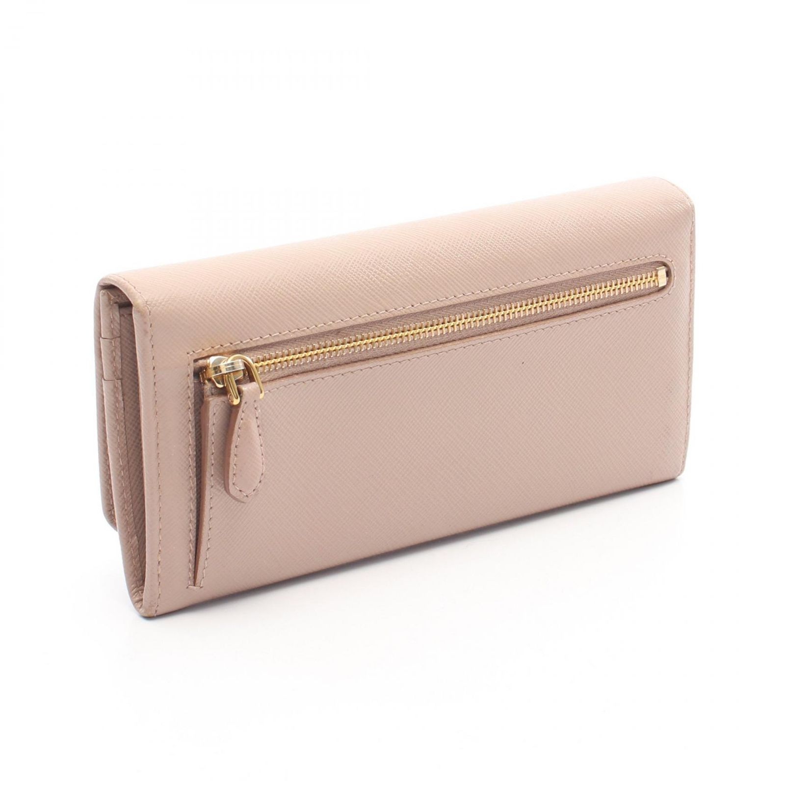プラダ PRADA 二つ折り長財布 SAFFIANO FIOCCO 1MH132 ピンクベージュ サフィアーノレザー リボン 二つ折り長財布 レディース Used B
