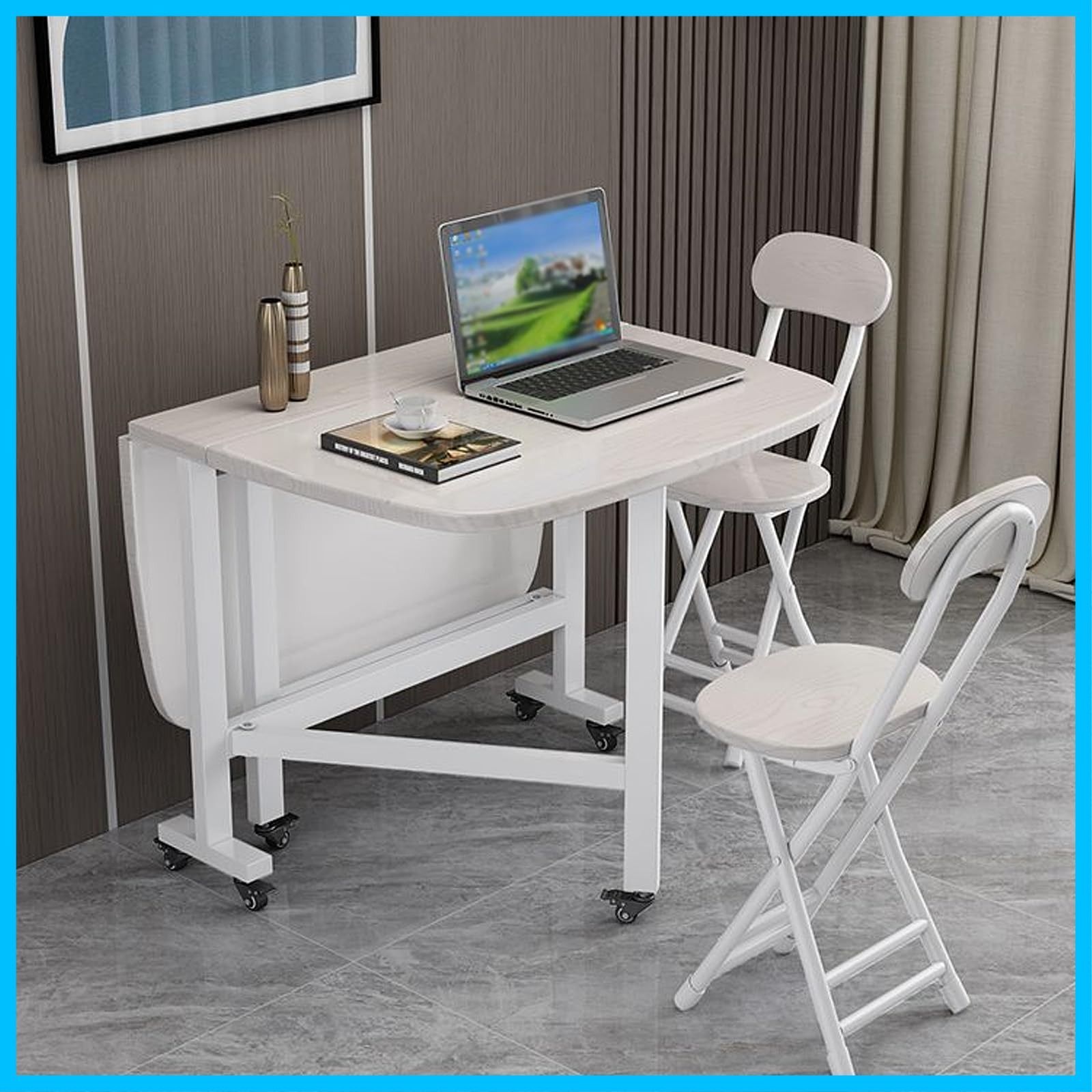 キャスター付き伸縮式ダイニングルームテーブル バタフライテーブル