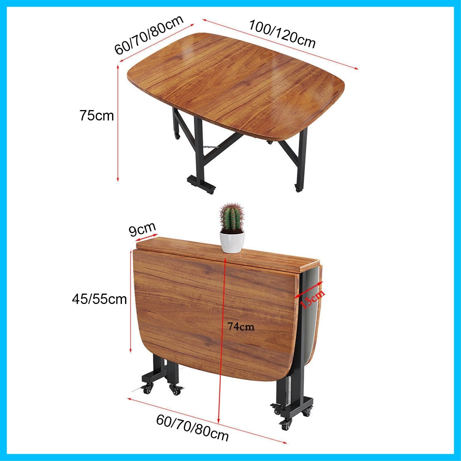 キャスター付き伸縮式ダイニングルームテーブル バタフライテーブル