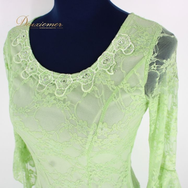 社交ダンス 衣装 ドレス ワンピース パーティ衣装 女性用 レディース オールシーズン 黄緑 ICHIOKU イチオク ライトグリーン系 フリル 花柄 レース フェミニン ショートドレス モダンダンス ラインストーン 丸首 ディスコ