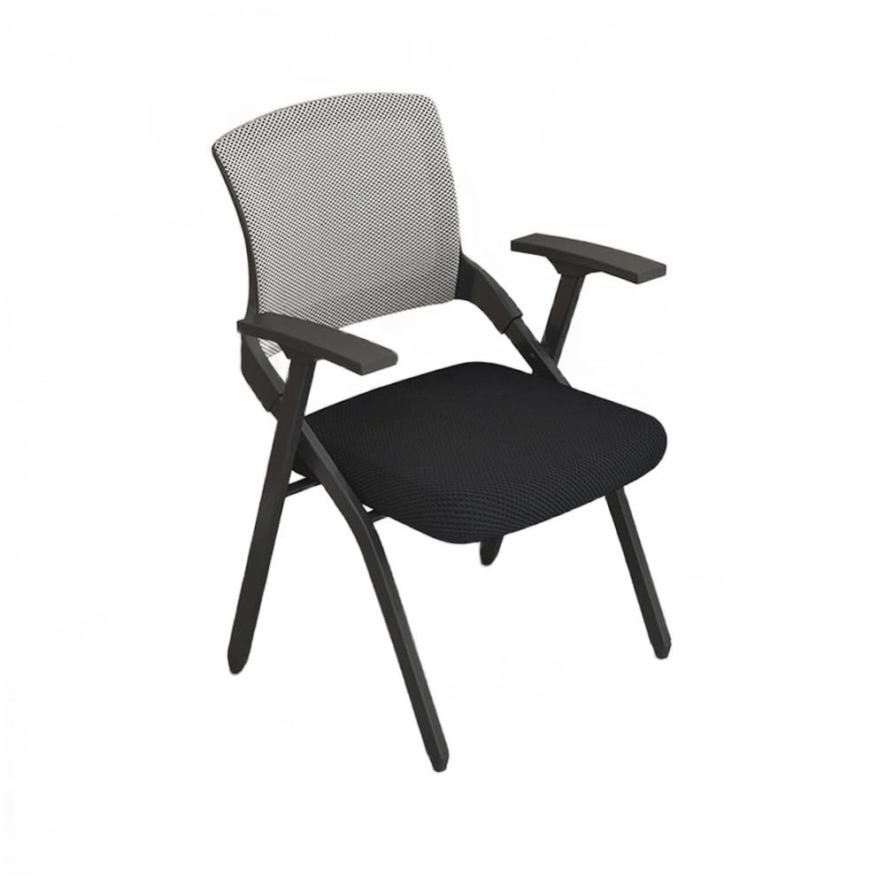 Erinotto ミーティングチェア 折りたたみ テーブル付き オフィスチェア 事務 椅子テーブル一体型 軽量 持ち運び 肘掛け クッション パイプ椅子 メモ台付き アームレスト コンパクト収納 通気性 オフィス 会議 講習 完成品 グレー テーブルな