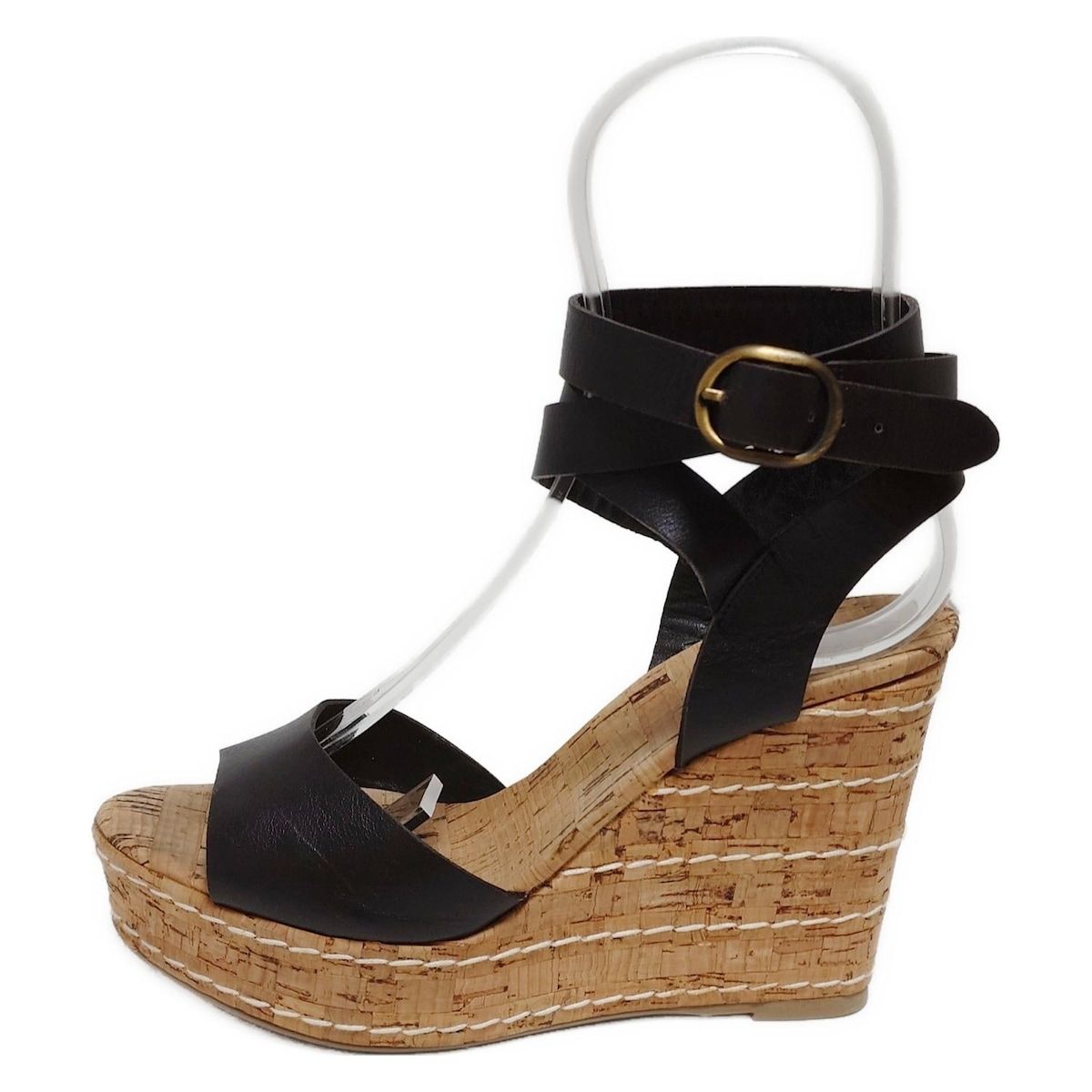 CASTANER カスタニエール サンダル 37 レディース - ダークブラウン×ベージュ ウェッジソール ステッチ レザー