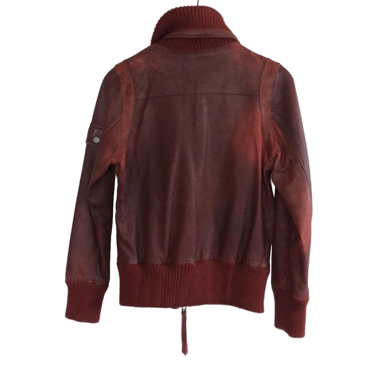 AVIREX アビレックス ブルゾン レディース - ボルドー 長袖 ラムレザー 部分ニット 春 秋