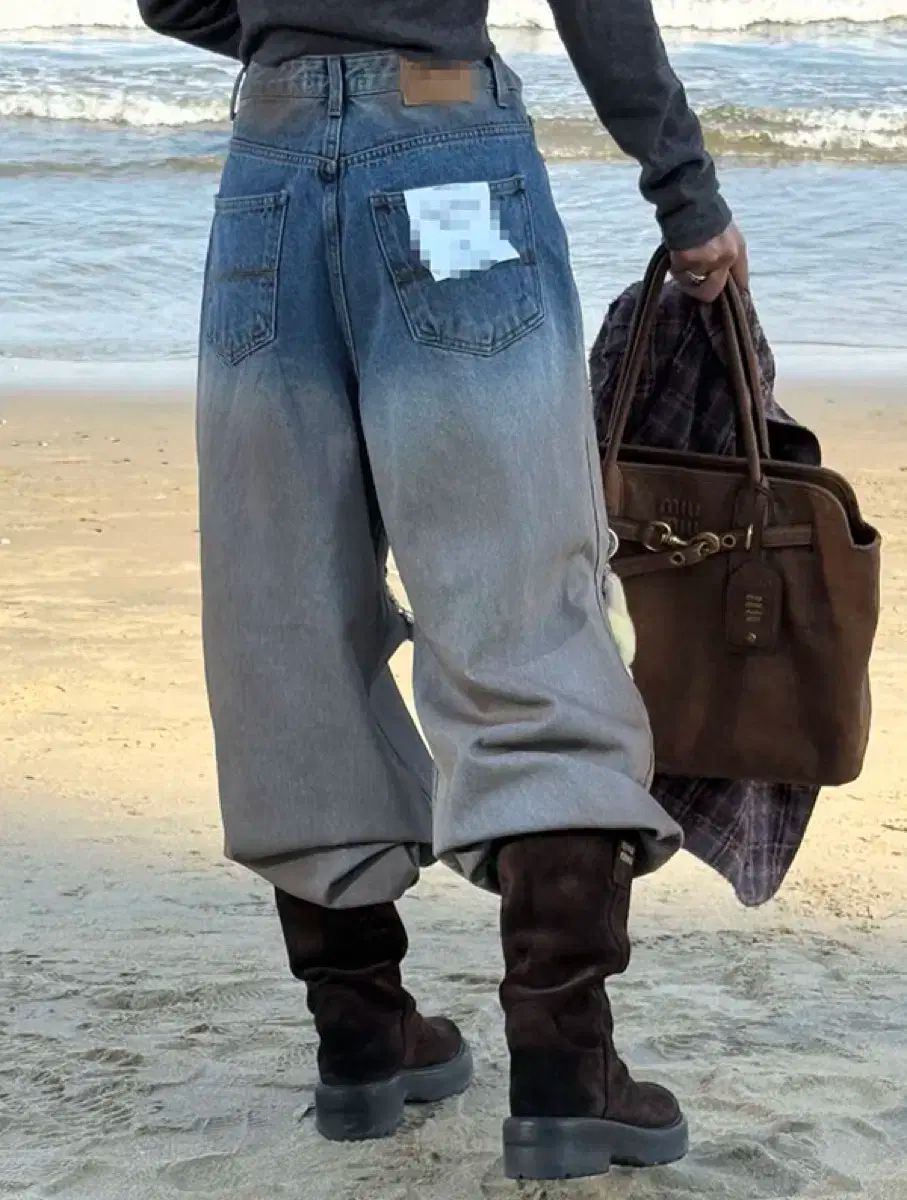 ツートン ヴィンテージ ワイド デニム インディゴM