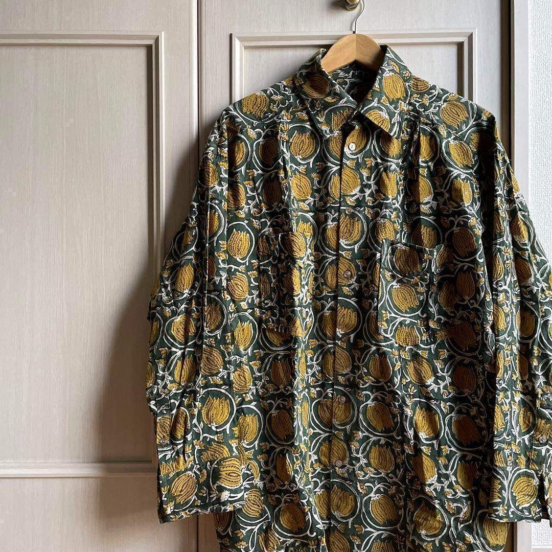 Edwina Hoerl エドウィナホール 花柄 シャツ トップス shirt tops メンズ men s カーキ 黄色 イエロー からし色 マスタード YELLOW 長袖 総柄