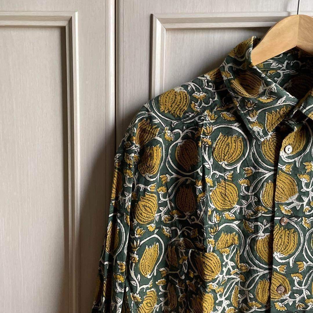 Edwina Hoerl エドウィナホール 花柄 シャツ トップス shirt tops メンズ men s カーキ 黄色 イエロー からし色 マスタード YELLOW 長袖 総柄