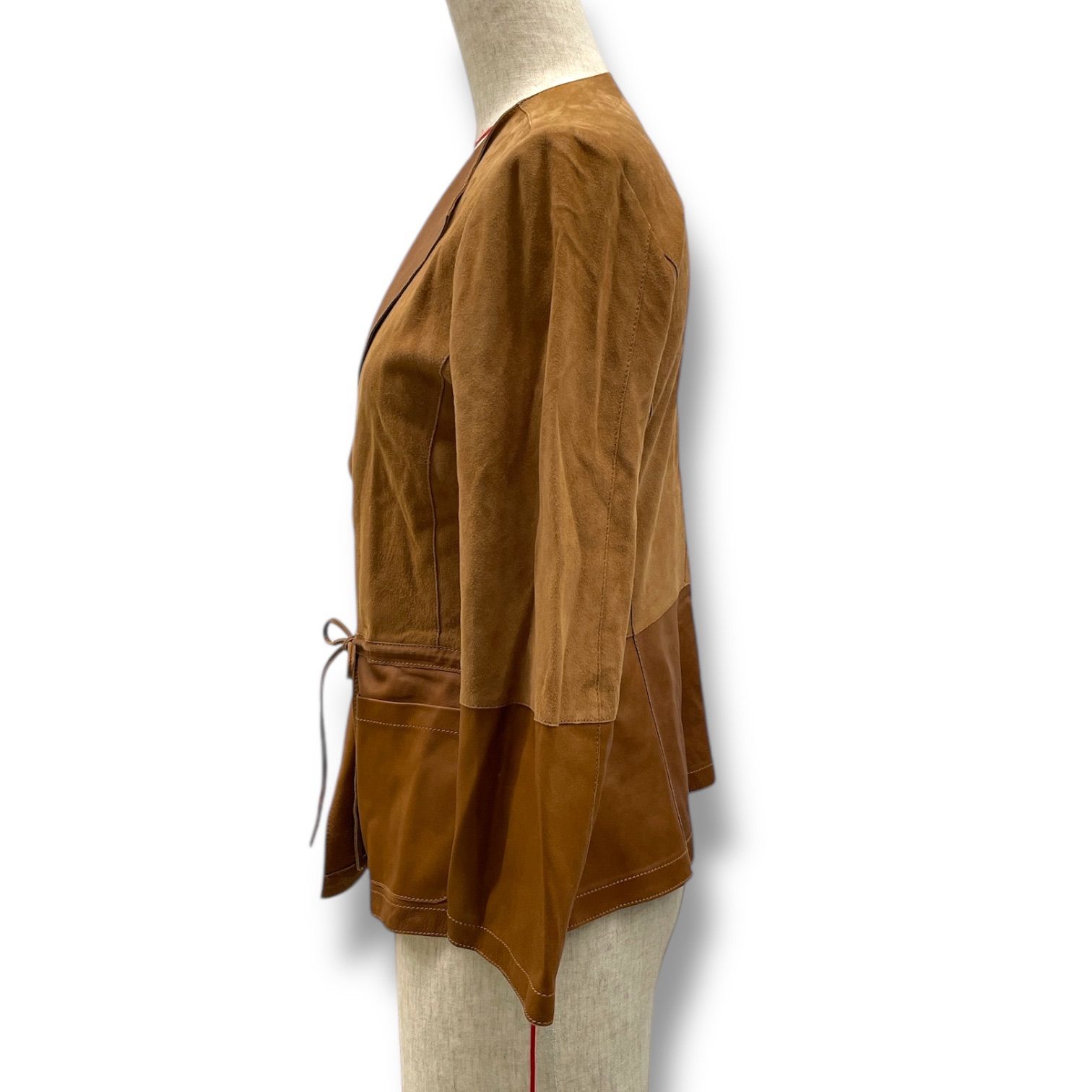 MARELLA SPORT マレーラスポーツ レザージャケット アウター 羽織り 羊革 前開き リボン 34410142 茶色 ブラウン 38サイズ レディース 秋 ゴーゴー古着マルイファミリー溝口店 13 No.131